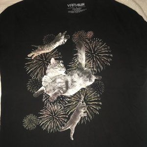 Fifth Sun Cat Fireworks T-Shirt L